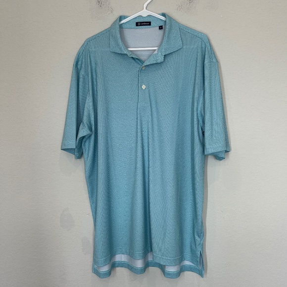 Turtleson Polo Shirt Men's XL Blue Dots Golf Stretch Preppy Activewear Casual - Picture 1 of 9